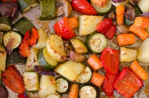 Roasted vegetables fresh out of the oven